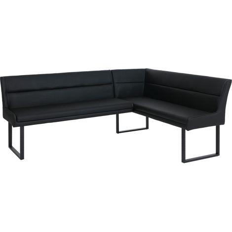 Panca angolare HHG-891, sala da pranzo, ecopelle metallo 209 x 158 cm, nero (1/5)