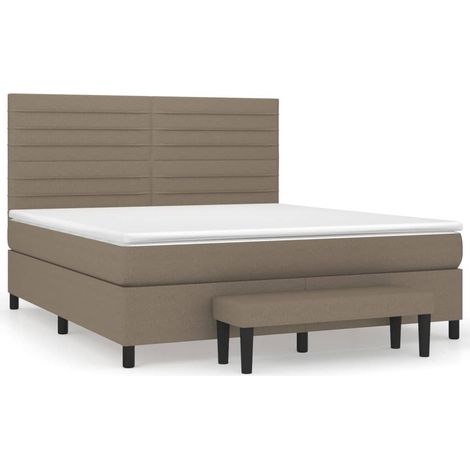 Materasso con molle insacchettate - vidaXL Giroletto a Molle con Materasso Tortora 180x200 cm in Tessuto - Panca multifunzionale (1/5)