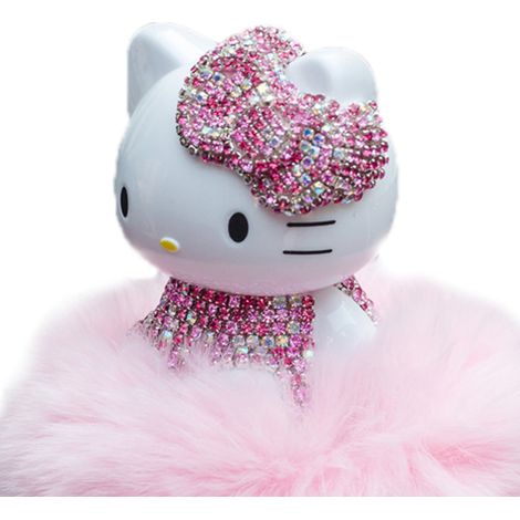 Figurine décorative de chat pour voiture, strass, tableau de bord, parfum, ornement intérieur, rose (1/5)