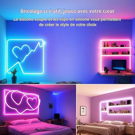 Ruban LED RGB 5M 420 LEDs Bande LED Bluetooth IP67 avec Adaptateur 24V 1A Contrôle App Télécommande pour Décoration Maison Chambre (1/4)