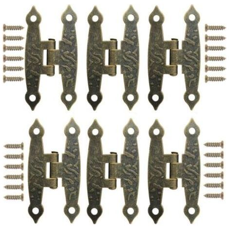 20 Pieces Retro Bronze Metal Hinges for Cupboards, Cabinets with Screws - Decorative Folding Style for Small Box, Crate, Furniture, Door (1/5)