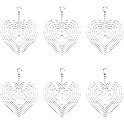 Lot de 6 girouettes à sublimation vierges de 20 cm (8 pouces) en forme de cœur, pour jardin, intérieur et extérieur, décoration de porte d'entrée. (1/5)