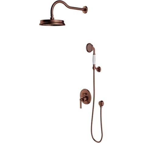 OMNIRES Armance - Duschset mit Unterputzarmatur, mit Einbaukörper, Durchmesser 22,5 cm, Kupfer gebürstet SYSAM10ORB