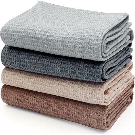 100% Cotton Kitchen Towels, Set of 4, Super Absorbent and Durable Hand Towels, 35x35cm, for Washing Dishes and Drying in the Home
