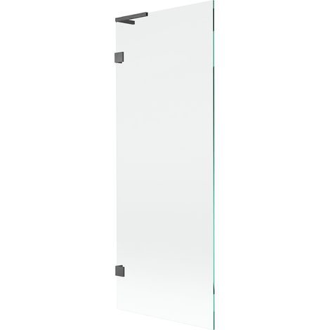 Mexen Lunar L paravento per vasca da bagno a 1 anta 70 x 150 cm, trasparente, grigio canna di fucile spazzolato (1/5)