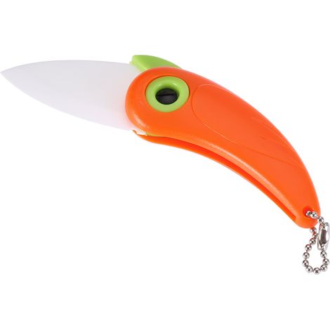 Couteau de Poche Céramique Pliant Mini pour Fruits et Légumes (Rouge) - Outil de Découpe pour Cuisine