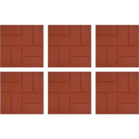 Piedra decorativa 6 pcs Rojo 40,5 x 40,5 x 2 cm Goma vidaXL