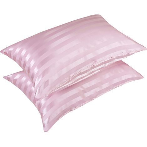 Lot de 2 taies d'oreiller en soie artificielle respirante et confortable, taille S, pour oreiller standard, fixation par fermeture à glissière discrète, lavable en machine (1/5)