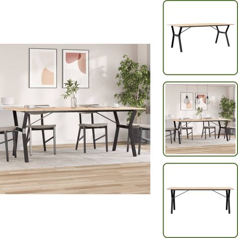 The Living Store Esstisch Y-Gestell 200x100x75cm Massivholz Kiefer und Gusseisen - Esstisch - Holztisch - Kiefernholztisch - Y-Gestell - Esszimmertisch (1/5)