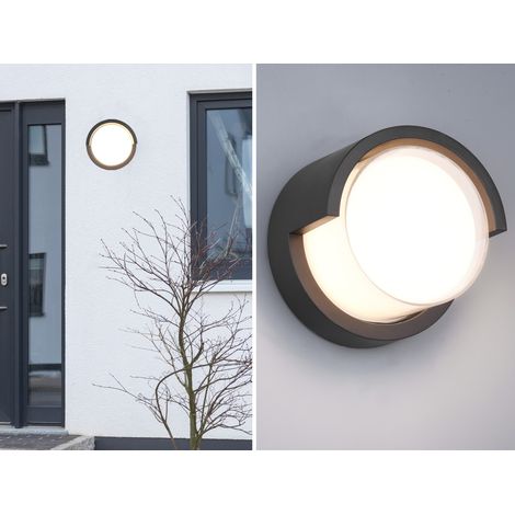 LED Außenwandleuchte PUNO Schwarz Fassadenbeleuchtung IP54 rund Ø 15cm (1/5)