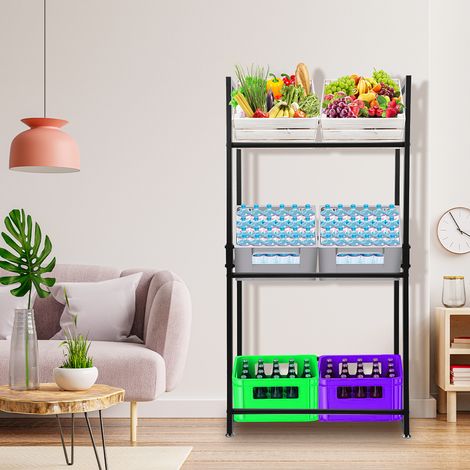Randaco 2x Étagère à caisses de boissons Rack à boissons Métal pour Caisses Support bouteilles 71x30x140cm (1/5)