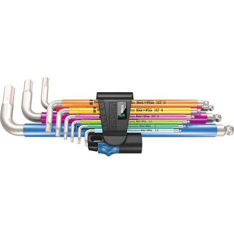 Wera – Clé coudée en acier inoxydable 9 pièces – Hex-Plus pour vis à six pans creux – Fonction de maintien – Repéreur d’outils Take it easy (1/9)
