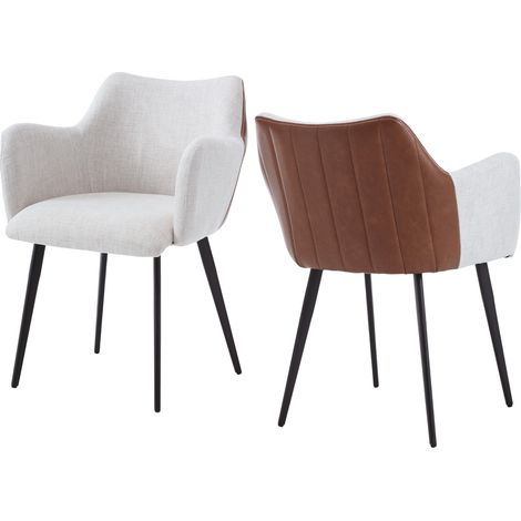 Wahson Sedie Set di 2, Sedie da Pranzo in Tessuto, Moderne Sedie da Cucina, Sedie da Salotto per Soggiorno, Beige (1/5)