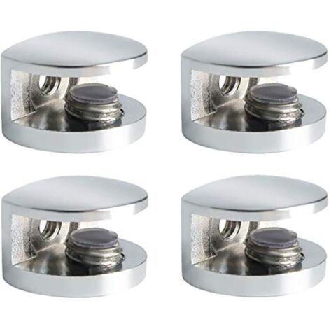 Pince à Verre Support d’Étagère en Verre Support de Tablette Mural Fixation Réglable, Verre Adaptatif de 5-8 mm d'Épaisseur, Finition Polie en Alliage de Zinc, 4 Pcs, EBL3008-4P