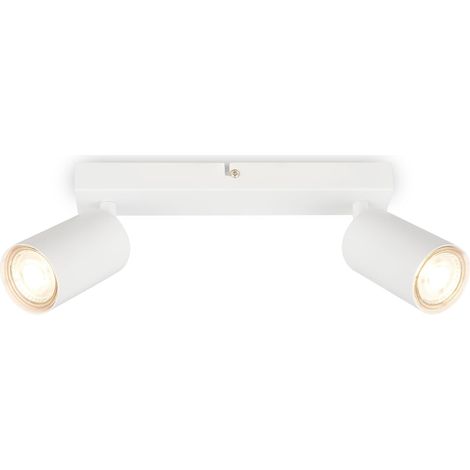 1 Plafonnier LED 2 Spots Orientables Métal Blanc Max 9W GU10 Pour Salon Chambre Cuisine (1/5)