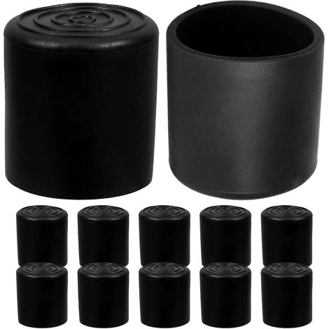 Housses de pieds de chaises, protections de sol, en PVC noir, 20 pièces par paquet, antidérapantes. (1/5)