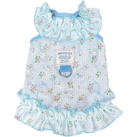 Robe d'été avec fines jarretières ajourées style princesse, vêtements pour chiens et chats, sandales respirantes et rafraîchissantes (bleu ciel, taille M, référence 5-8) (1/4)