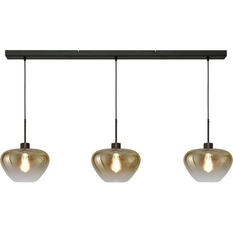 Suspension 3 lumières Genua noir avec verre doré Ø 29cm - 2971-05-05-130-3-29 (1/3)