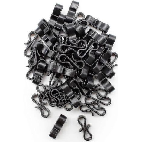Lot de 100 crochets de gouttière en plastique noir résistant en forme de S, pour guirlandes lumineuses de Noël, clips en plastique résistant aux intempéries, 12 x 28 x 6 mm (1/5)