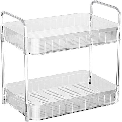 Égouttoir à tasses avec bac de récupération, étagère de rangement pour plan de travail, organisateur de tasses pour la cuisine, double couche, blanc