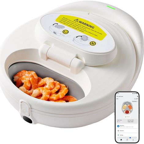 Distributeur Automatique de Nourriture pour Animaux, Contrôle par Application, Fraîcheur de 72 Heures, BLANC (1/2)
