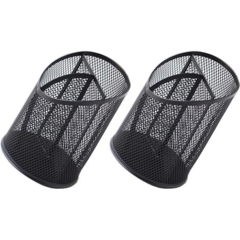 de bureau 2 pièces porte stylos en métal noir support pour
