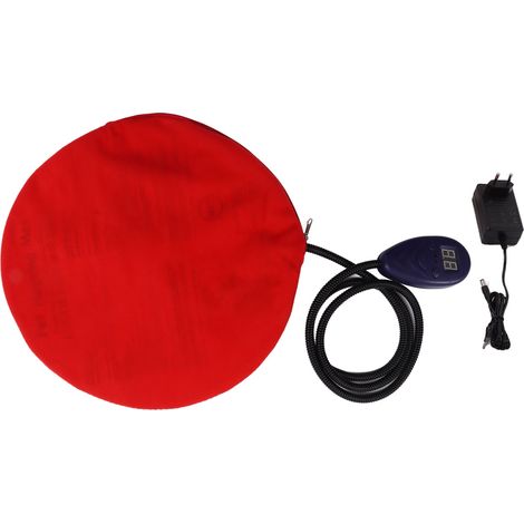 Coussin chauffant pour animaux 7 réglages de température chien chat tapis électrique avec arrêt automatique intérieur rouge rond 30cm prise UE (1/5)