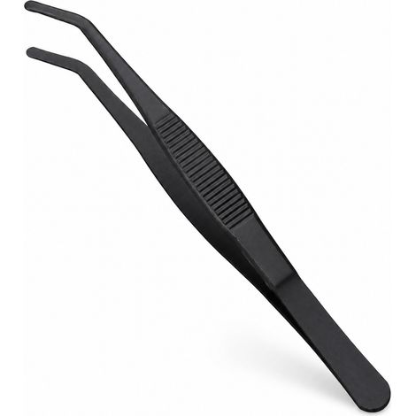 Pince brucelles acier 430 peint courbée 38 cm embouts rouges (1/5)