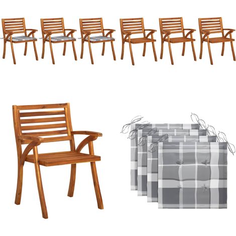 Garten-Essstühle mit Kissen 3 Stk. Massivholz Akazie - Gartensessel - Holzsessel - Akazienholzessel - Esszimmerstühle - Outdoor Möbel - Home & Living (1/5)