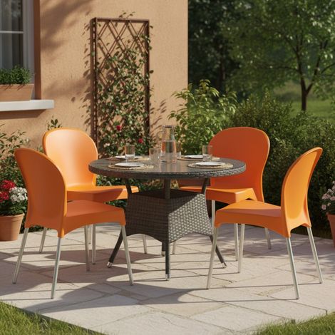 Eclectic Gartenstuhl, 4 Stück, stapelbar, Made in Italy, Belastbarkeit 120 kg, Orange (1/4)