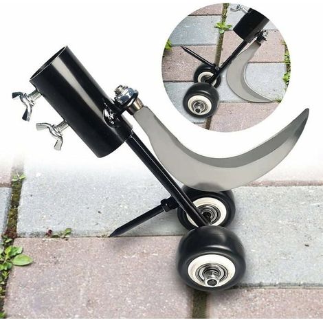 Outil de désherbage 2 en 1 - PZCC - Modèle universel - Roues ergonomiques - Crochet et lame - Sans s'agenouiller (1/4)