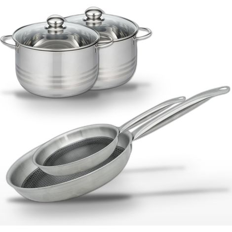 Lot de 2 Poêles 24/28 cm et 2 Faitouts 20/24 cm Elo Relief Solution (1/5)