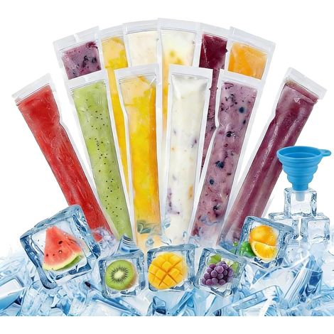 Eisbeutel – 100 Stück – Transparenter Kunststoff – Auslaufsicher, BPA-frei – Ideal für Sommer, Familie und Picknick – 28 x 5,5 cm (1/5)