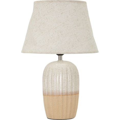 Lampada da tavolo Japandi in ceramica sabbia e pesca (1/5)