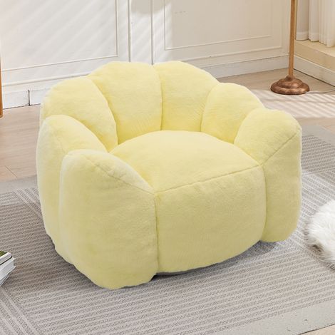 Divano compatto a forma di loto, in tessuto plush, giallo (1/5)