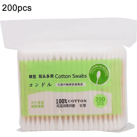 200 Bâtonnets Nettoyants Double Extrémité en Bambou Coton Écologique - 200 Pièces (1/5)