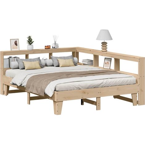 Massivholzbett mit Regal ohne Matratze 150x200 cm Kiefer vidaXL (1/5)