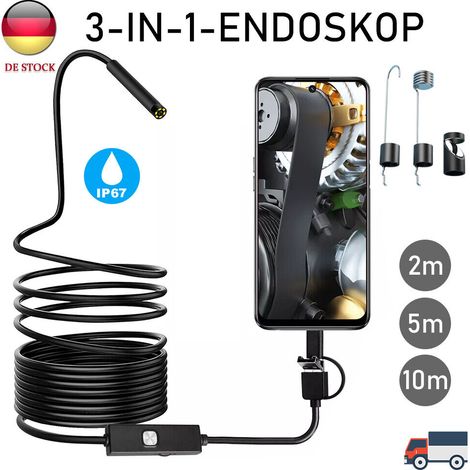 Endoscope LED USB étanche de 2 à 10 m, caméra d'inspection pour PC Android