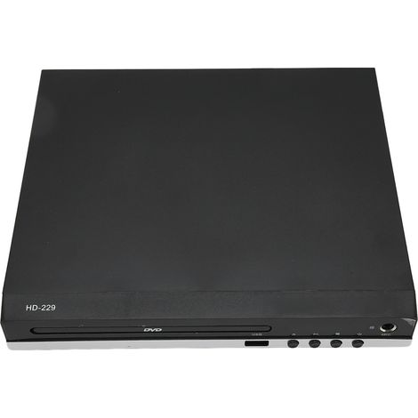 Mini lecteur DVD compatible 1080p, sortie AV, télécommande, interface multimédia HD, lecteur DVD/CD avec port USB, prise 110-240 V (UE). (1/5)