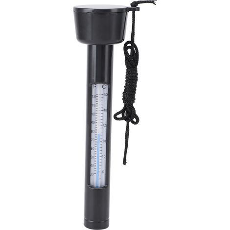 Floating Pool Thermometer for Water Temperature Round Swimming Pool Thermometer with String for Outdoor Indoor Spas Hot Tubs Ponds Black