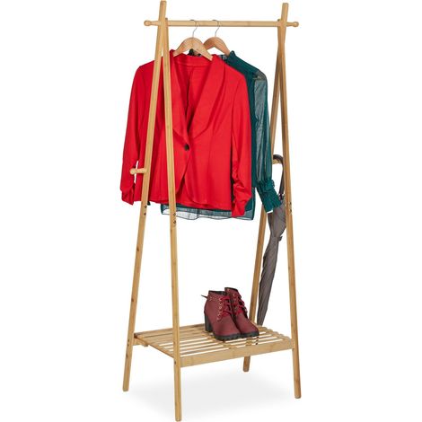 Appendiabiti semplice con superficie di appoggio 80 x 40 x 160 cm pratico e discreto in bambù naturale 130012327