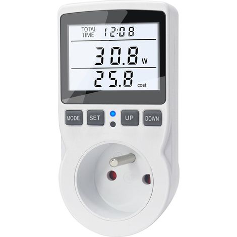 Wattmeter Socket Energy Meter, 11 Modes Power Consumption, Backlit LCD Display, Energy Saving Electricity Meter, Overload Protection, 3680W (1/5)