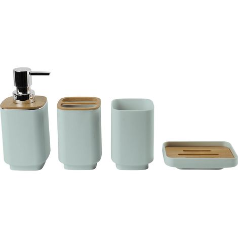 Ensemble de 4 accessoires de salle de bain avec distributeur de lotion, gobelet à gargarisme, porte-savon, porte-brosse à dents et porte-dentifrice, ensemble de contenants de salle de bain (1/5)