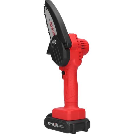 Scie à chaîne électrique rouge mini portable sans fil haute puissance, outil de coupe d'arbre pour extérieur, prise UE 220V (1/5)