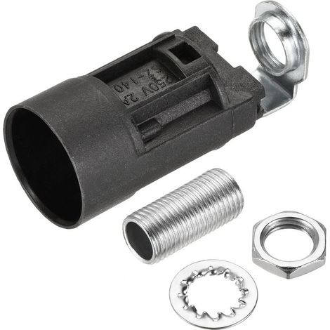E14-Lampenfassung, schwarzer Kunststoff, 23 x 55 mm, M10-Mutter, 3-teilig, Lampenfassung, Gewinderohrmutter für E14-Glühbirne, 75 W, 250 V, 250 mm, 20 mm (1/4)