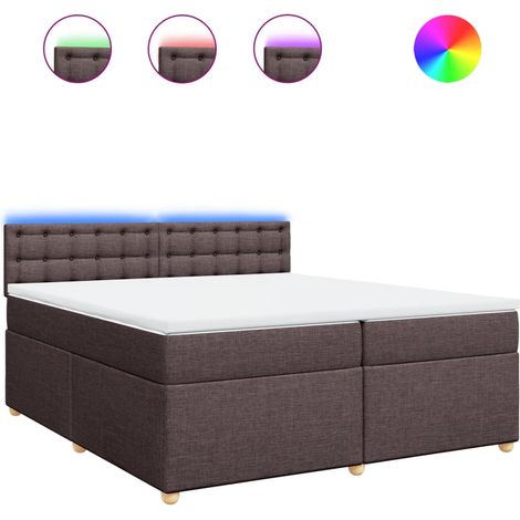 Maison Exclusive - Cama box spring con colchón tela marrón oscuro (1/5)