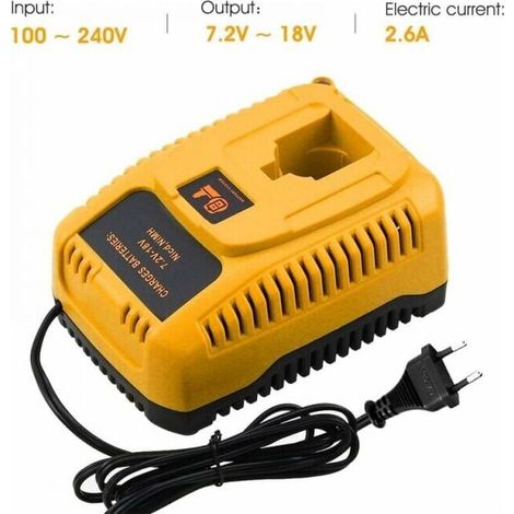 SNQ – Chargeur pour batterie Dewalt 7.2V-18V Ni-Cd Ni-Mh – Courant de sortie 2.6A – Protection surcharge et court-circuit – Prise UE - Dw9096