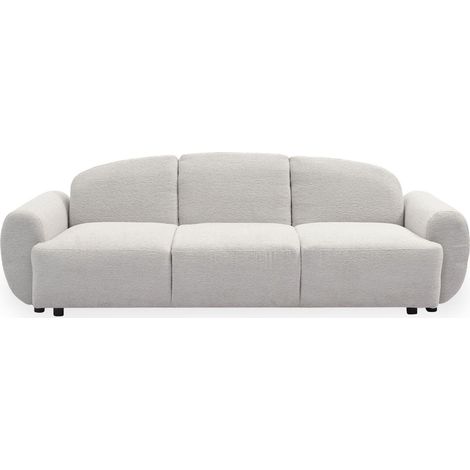 Cotecosy – Canapé convertible 3 places – Dossier et accoudoirs arrondis – Tissu texturé gris – Couchage d'appoint pratique – Dimensions L234 x P88 x H75 cm (1/5)
