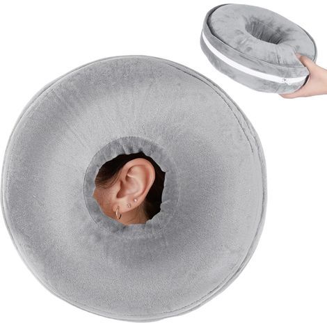Circular Plush Pillow with Removable Cover and Central Hole (10cm) - Pain Relief for Side Sleepers (1/5)
