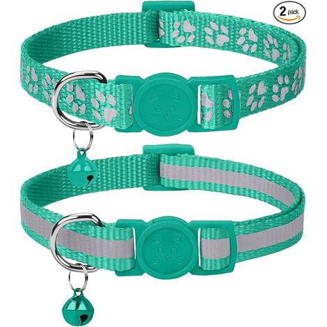 Cat Collar for Kitten Puppy, 19-32 cm Adjustable, Reflective Strip, Removable Bell, Detachable Buckle, D-Ring (1/5)